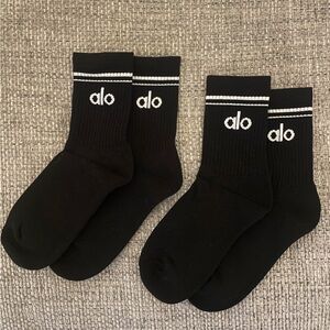 ALO Yoga Unisex Throwback Socks Black - 2 pairs